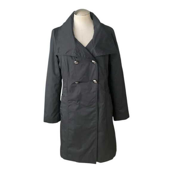 Guess Jackets & Blazers - Guess Black Double-Breasted Trench Coat M NWT Animal Print Lining